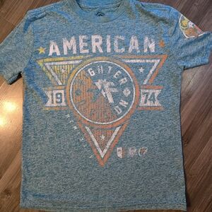 American Fighter Boys Shirt Small Blue Heather